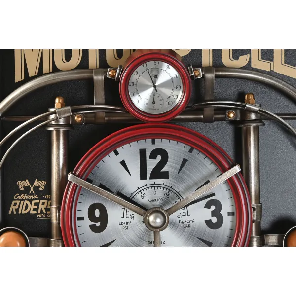 Sienas pulkstenis Home ESPRIT Melns Sarkans Bronza PVC Metāls Motocikls Vintage 60 x 18 x 120 cm