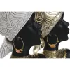 Decorative Figure Home ESPRIT White Black Golden African Woman 22 x 11 x 37 cm (2 Units)