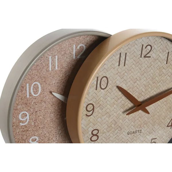 Wall Clock Home ESPRIT Brown Natural PVC Wood 30 x 4,7 x 30 cm (2 Units)