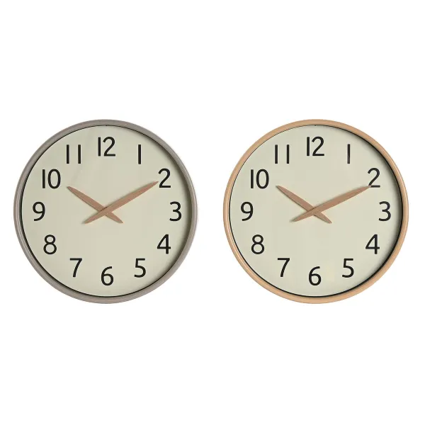 Sieninis laikrodis Home ESPRIT Rusvai gelsva Natūralus PVC Medžio 30 x 4,7 x 30 cm (2 vnt.)