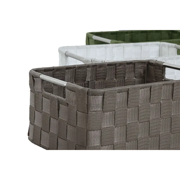 Krepšelio rinkinys Home ESPRIT Žalia Pilka Kreminė Metalinis polipropileno 38 x 28 x 17 cm 3 Dalys (3 vnt.)