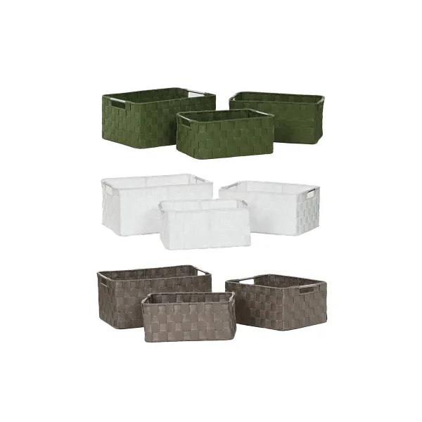 Grozs Home ESPRIT Zaļš Pelēks Krēmkrāsa Metāls polipropilēns 38 x 28 x 17 cm 3 Daudzums (3 gb.)