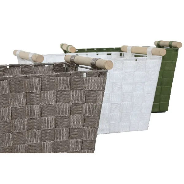 Набор корзин Home ESPRIT Зеленый Серый Кремовый Деревянный полипропилен 43 x 30 x 30 cm 3 Предметы (3 штук)