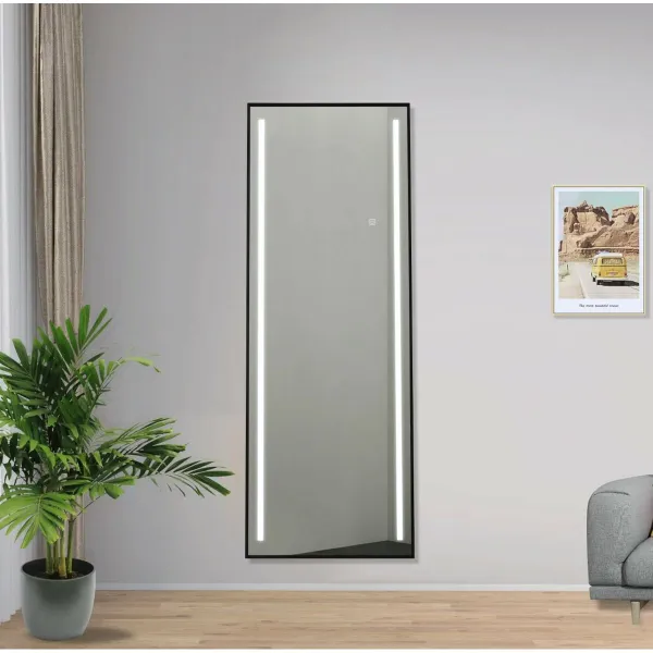 Meikkipeili Home ESPRIT Musta Alumiini 60 x 0,5 x 165 cm