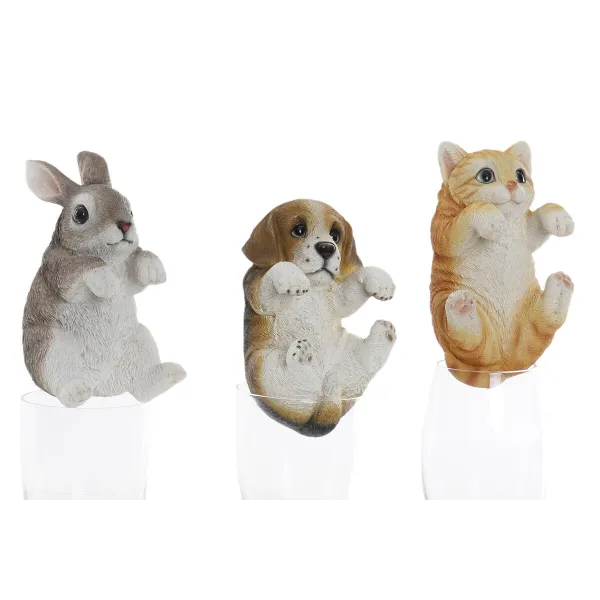 Dekoratyvinė figūrėlė Home ESPRIT Balta Ruda Pilka Oranžinė gyvūnai 9 x 9 x 15,5 cm (3 vnt.)