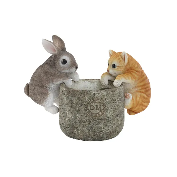 Dekoratyvinė figūrėlė Home ESPRIT Balta Ruda Pilka Oranžinė gyvūnai 9 x 9 x 15,5 cm (3 vnt.)