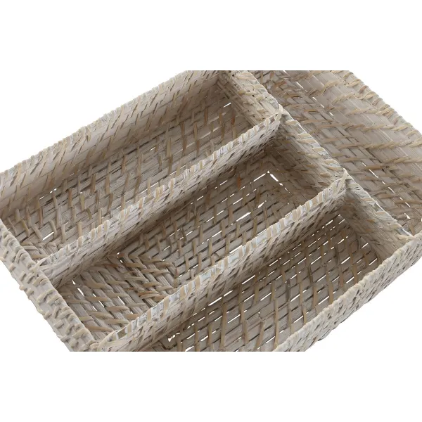 Ruokailuvälinejärjestelijä Home ESPRIT Valkoinen Luonnollinen Bambu 34 x 24 x 6 cm