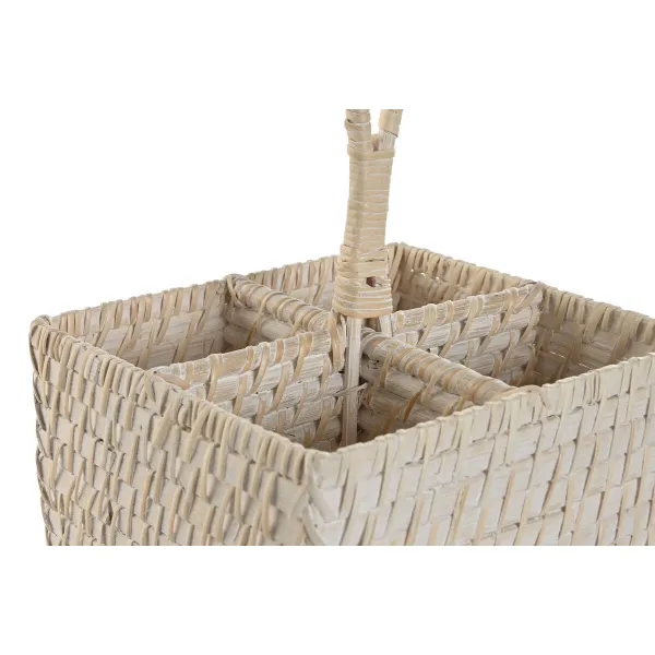 Корзина для столовых приборов Home ESPRIT Белый Натуральный Бамбук 19 x 19 x 27 cm