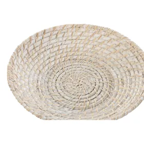Galda rotājums Home ESPRIT Balts Dabisks Bambuss Rotangpalma 35 x 35 x 8 cm (2 Daudzums)