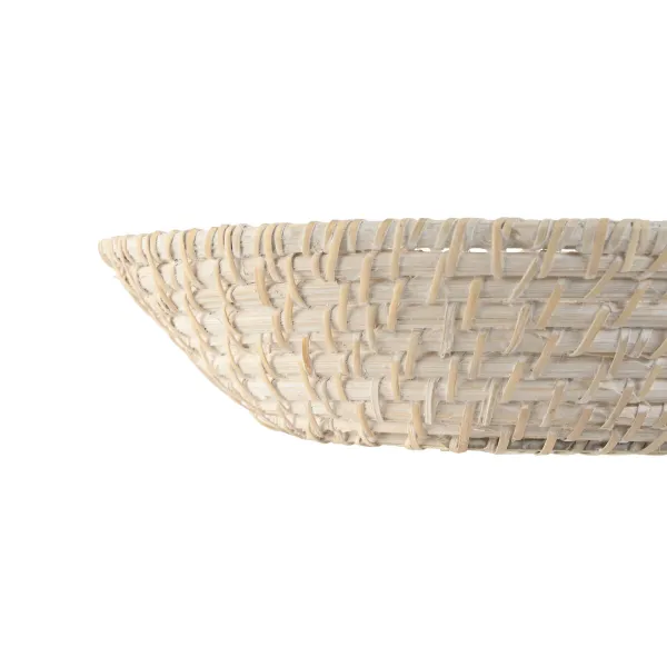 Pöytäkoriste Home ESPRIT Valkoinen Luonnollinen Bambu Rottinki 35 x 35 x 8 cm (2 Kappaletta)