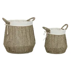Бельевая корзина Home ESPRIT Белый Натуральный Морские водоросли 43 x 43 x 48 cm (2 штук)