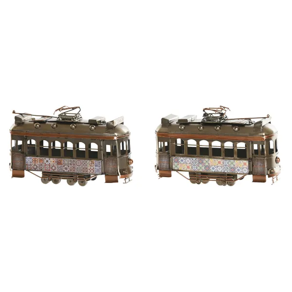 Dekoratīvās figūriņas Home ESPRIT Bronza Sudrabains Vilciens Vintage 20 x 7 x 12 cm