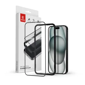 Crong Anti-Bacterial 3D Armor Glass - 9H Full Glue Tempered Glass for iPhone 16 Plus / iPhone 15 Plus + Installation Frame