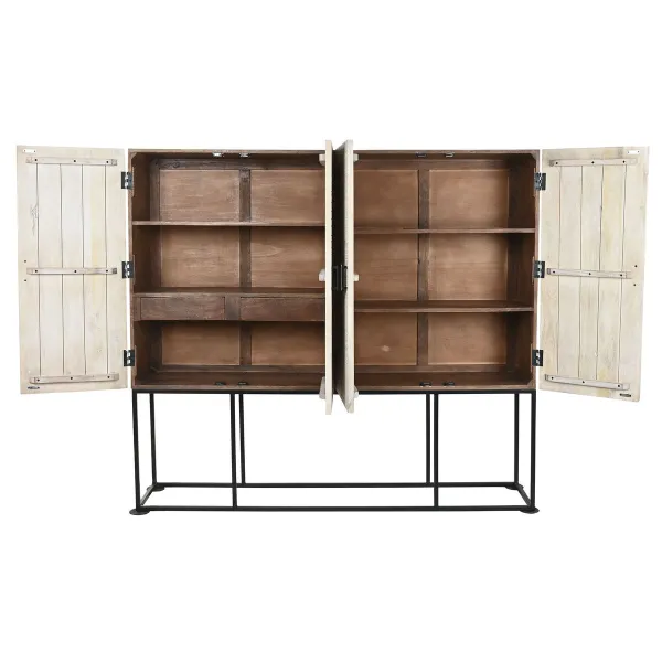 Skapītis Home ESPRIT Balts Melns Metāls Mango koks 180 x 40 x 160 cm