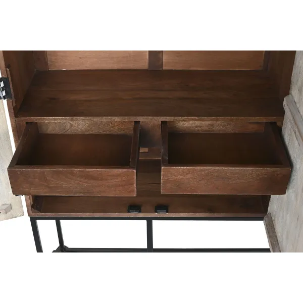 Cupboard Home ESPRIT White Black Metal Mango wood 180 x 40 x 160 cm