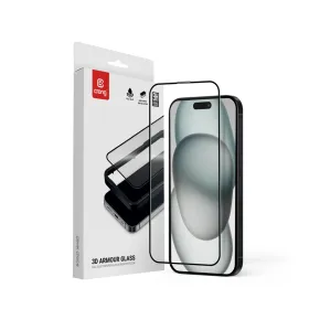 Crong 3D Armor Glass - 9H Full Glue Tempered Glass for iPhone 16 / iPhone 15 + Installation Frame