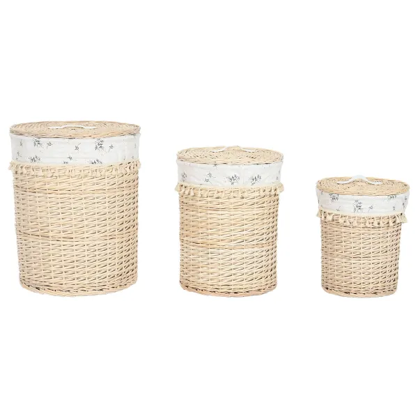 Бельевая корзина Home ESPRIT Натуральный плетеный Shabby Chic 45 x 45 x 55 cm 3 Предметы