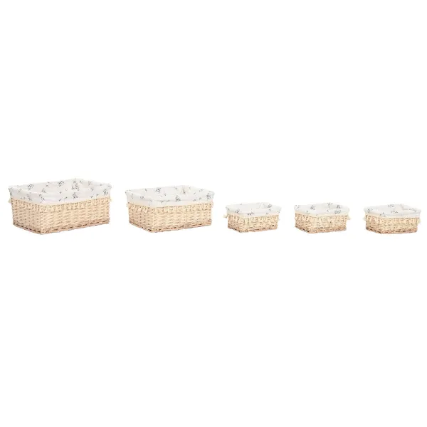 Pyykkikori Home ESPRIT Luonnollinen korihuonekalut Shabby Chic 48 x 38 x 22 cm 5 Kappaletta