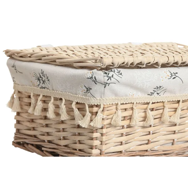 Laundry basket Home ESPRIT Natural wicker Shabby Chic 42 x 33 x 20 cm 3 Pieces