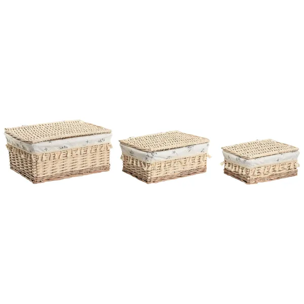 Pyykkikori Home ESPRIT Luonnollinen korihuonekalut Shabby Chic 42 x 33 x 20 cm 3 Kappaletta