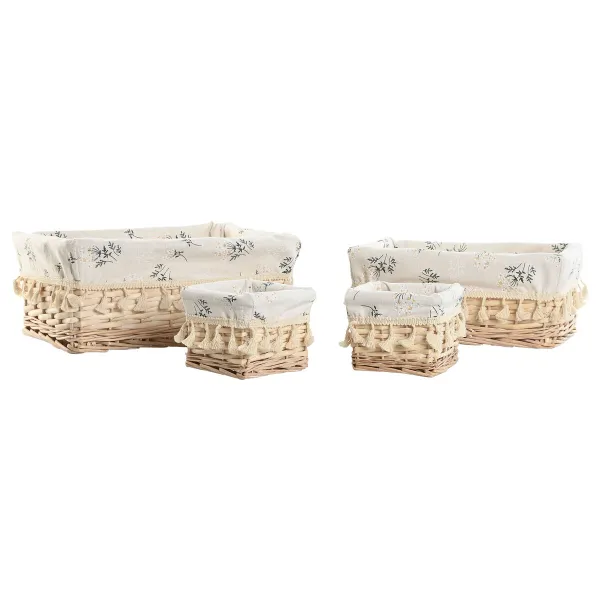 Бельевая корзина Home ESPRIT Натуральный плетеный Shabby Chic 36 x 25 x 16 cm 4 Предметы