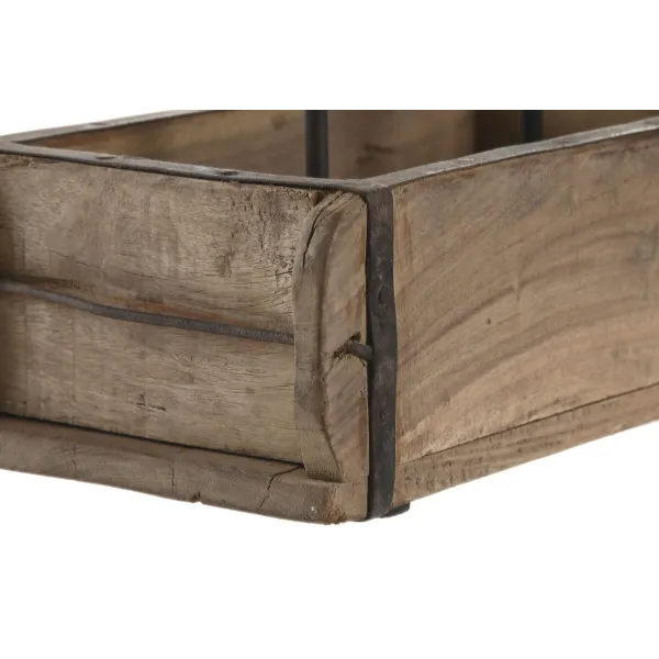 Candleholder Home ESPRIT Natural Iron Teak 60 x 15 x 14 cm