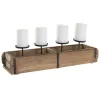 Kynttilänjalka Home ESPRIT Luonnollinen Rauta Tiikki 60 x 15 x 14 cm
