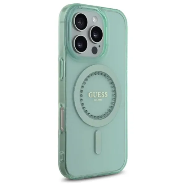 Guess IML Rhinestones MagSafe - Case for iPhone 16 Pro Max (Green)