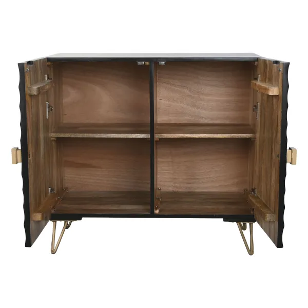 Устройство Home ESPRIT Чёрный Позолоченный Металл Древесина манго 81 x 45 x 75 cm