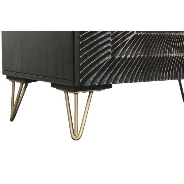 Устройство Home ESPRIT Чёрный Позолоченный Металл Древесина манго 81 x 45 x 75 cm