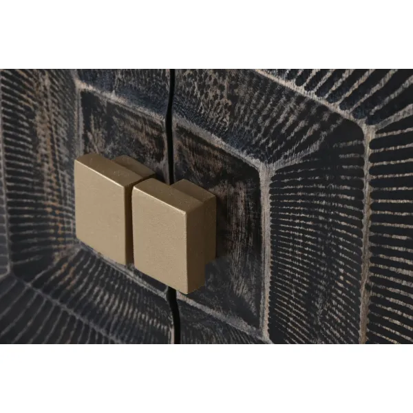 Sideboard Home ESPRIT Black Golden Metal Mango wood 81 x 45 x 75 cm