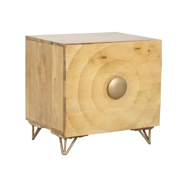 Ночной столик Home ESPRIT Позолоченный Натуральный 50 x 40 x 50 cm