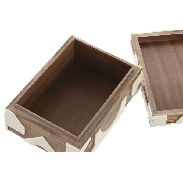 Lādīte Home ESPRIT Melns Dabisks Sveķi Akācija 18 x 13 x 7,5 cm (2 Daudzums)