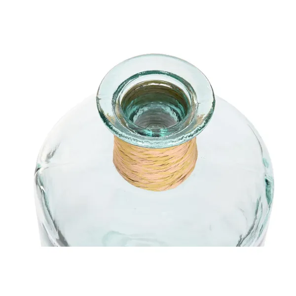 Vase Home ESPRIT Transparent Rushes Recycled glass Natural 25 x 25 x 75 cm