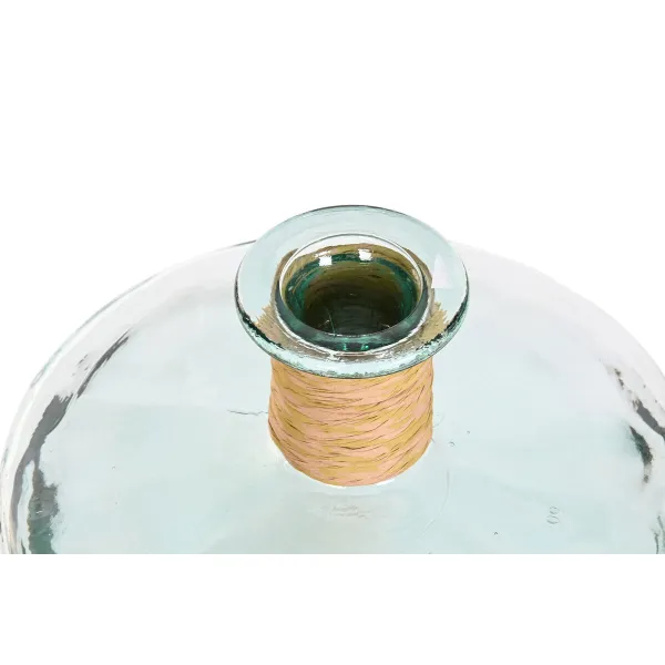 Vase Home ESPRIT Transparent Rushes Recycled glass Natural 35 x 35 x 45 cm