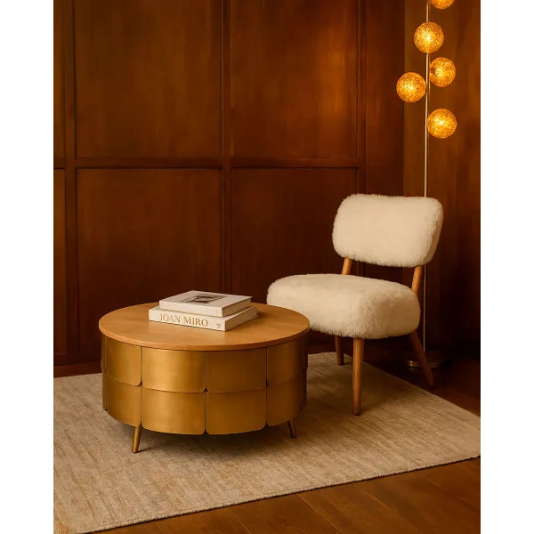 Diivanilaud Home ESPRIT Kuldne 90 x 90 x 45 cm