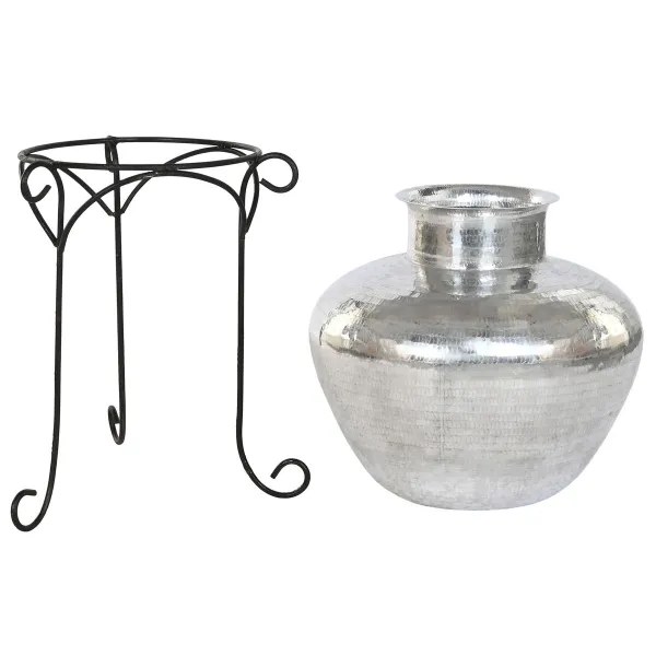 Vaza Home ESPRIT Juoda Sidabras Aliuminis 45 x 45 x 95 cm