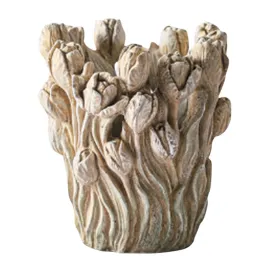 Vāze Home ESPRIT Pelēks Cements Tulpe 21 x 21 x 23 cm