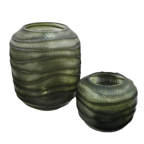 Vāze Home ESPRIT Zaļš Stikls Moderns 27 x 27 x 33 cm