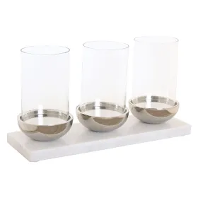 Žvakidė Home ESPRIT Balta Sidabras Stiklas Marmurą 40 x 13 x 22 cm