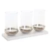 Kynttilänjalka Home ESPRIT Valkoinen Hopeinen Kristalli Marmori 40 x 13 x 22 cm