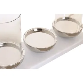 Подсвечник Home ESPRIT Белый Серебристый Стеклянный Мрамор 40 x 13 x 22 cm