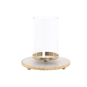 Žvakidė Home ESPRIT Balta Auksinis Stiklas Marmurą 25 x 25 x 27 cm