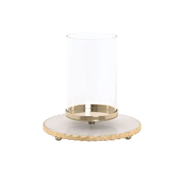 Подсвечник Home ESPRIT Белый Позолоченный Стеклянный Мрамор 25 x 25 x 27 cm