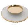 Подсвечник Home ESPRIT Белый Позолоченный Стеклянный Мрамор 25 x 25 x 27 cm