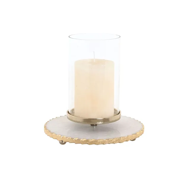 Подсвечник Home ESPRIT Белый Позолоченный Стеклянный Мрамор 25 x 25 x 27 cm