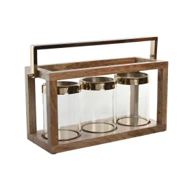 Žvakidė Home ESPRIT Ruda Plienas Mango mediena 51 x 19 x 33 cm