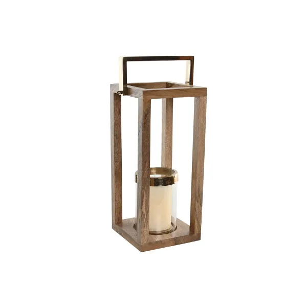Svečturis Home ESPRIT Brūns Tērauds Mango koks 25 x 25 x 54 cm