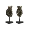 Koristehahmo Home ESPRIT Tummanruskea Leijona Kruunu 21 x 18 x 44 cm (2 osaa)