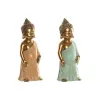 Koristehahmo Home ESPRIT Vihreä Pinkki Buddha Itämainen 10 x 8 x 24 cm (2 osaa)